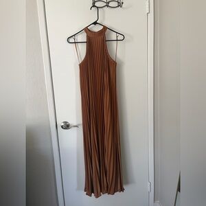 Camille La Vie Brown Pleated Maxi Dress